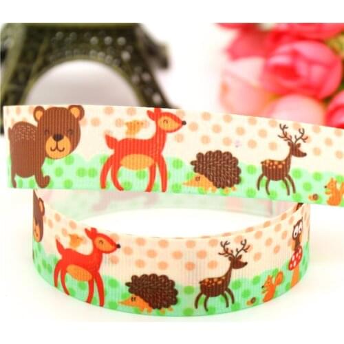 DHK 7/8'' 5yards animals printed grosgrain Ribbon headwear hair bow diy party decoration OEM 22mm C1185