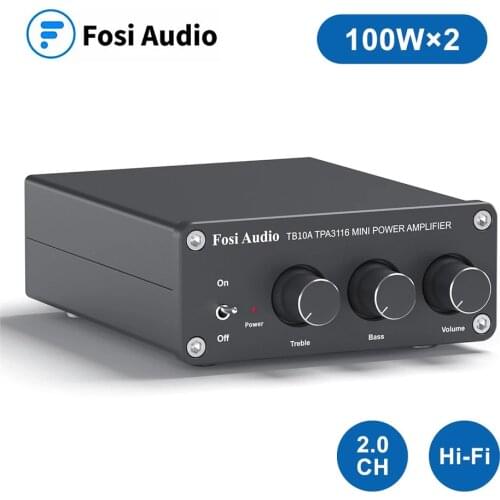Fosi Audio TB10A TPA3116D2 Stereo Amplifier Receiver 2 Channel Mini HiFi Power Amplifier Audio For Home Speakers Bass Treble