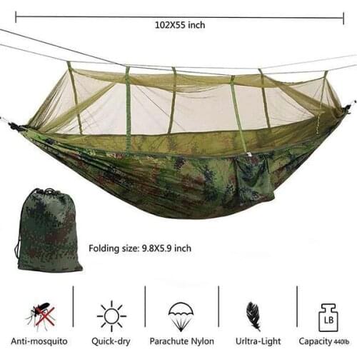 Camping/garden Hammock with Mosquito Net Outdoor Furniture Portable Hanging Bed Strength Parachute Fabric Sleep Swing Dropship