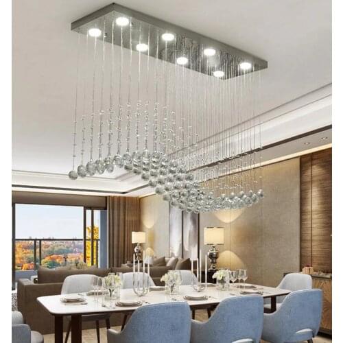ZuuuVny K9 Crystal Chandeliers LED Chrome Finished Light Wave Art Decor Modern Suspension Lighting Hotel Villa Hanging Lamp