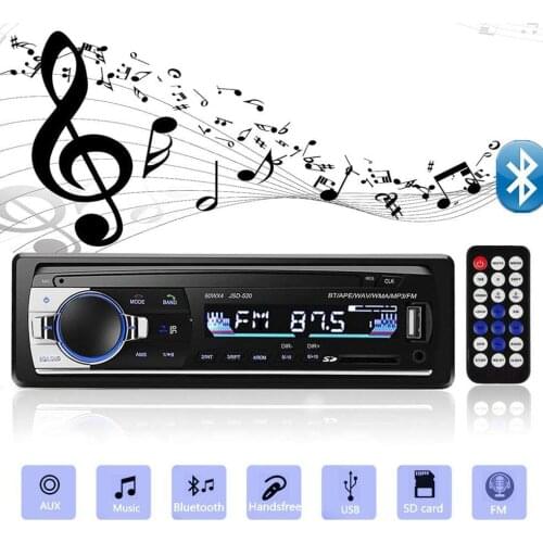 Jsd-520 12V Stereo Bluetooth FM Radio MP3 Audio Player USB/SD Port Car Radio In-Dash 1 DIN Auto Electronics Subwoofer
