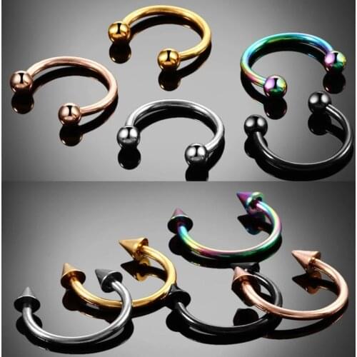 2PCS/SET Fashion stainless steel Horseshoe Fake Nose Ring C Clip BCR Septum Lip Piercing Falso Nose Rings Hoop For Women Men