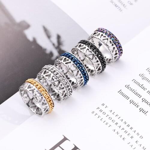 Stainless Steel Titanium Steel Jewelry Ring Multi-style Atmospheric Lucky Chain Ring Couple Jewelry