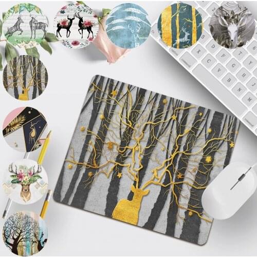 Computer Gaming Mousepad Cute Deer Pattern Series PU Leather Waterproof Smooth Portable Home Office Laptop Mouse Mat