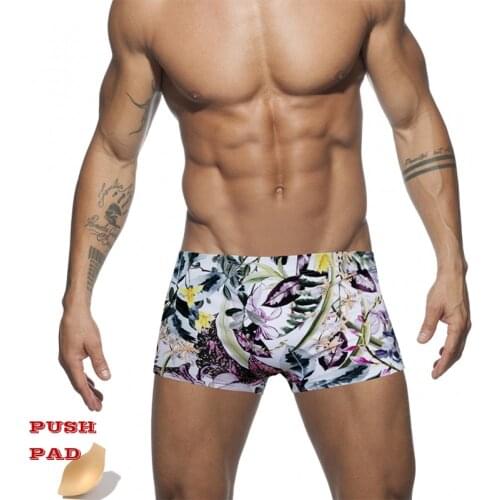 Push Pad Mens Trunks Low Waist Swimsuit Printing Swimwear Men 2020 Summer Fashion Swimming Suit Bathing Beach Wear Sea Surf