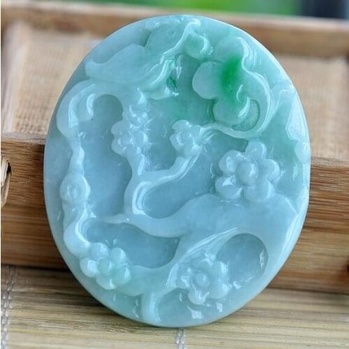 Myanmar natural A goods jade bright floating flower pendantH40