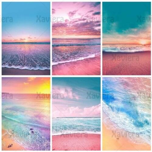5D DIY Diamond Painting Landscape Sunset Sea Colorful Beach Full Drill Embroidery Kit Mosaic Art Picture Rhinestones Home Decor