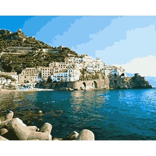 ROYALDREAM Beach House Abstract Painting Diy Digital Painting By Numbers Modern Wall Art Picture For Home Wall Artwork