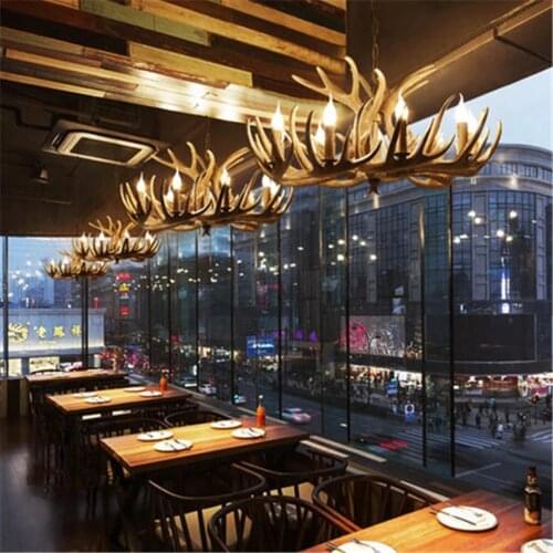 Nordic Candle Antler LED Chandelier Lighting American Retro Resin LOFT luminaria Pendant Lamps Home Decoration Kitchen Fixtures