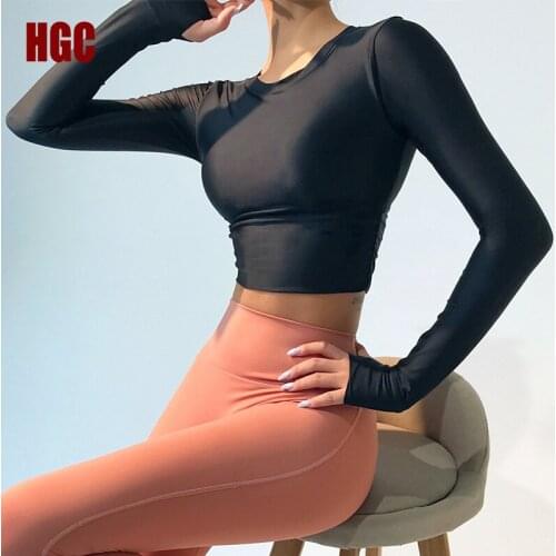 Autumn Winter Fitness Long Sleeve Yoga Shirts For Women Sexy Tight Gym Sport Workout Clothes Sweat Running Crop Top HGC