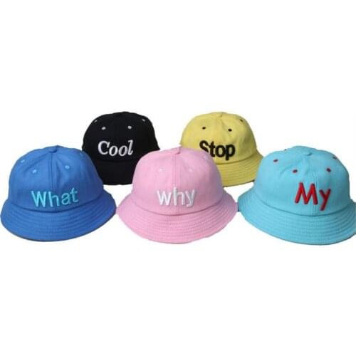 2 To 7 Years Old Kids Bucket Hat Cute Chlildren Cap Boys Girls Hats Hip Hop Yellow Blue Pink Black Outdoor Sun Hat
