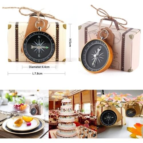 20PCS / 50pcs Wedding Favors Karft Paper Candy Gift Box Compass With Tag Wedding Gift For Guest Souvenir Birth Party Decoration