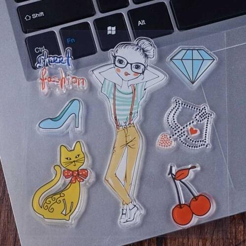 Transparent Clear Stamps diamond Girl for Scrapbooking DIY Silicone Seal Photo Album Decor Embossing Folder Template Sheets