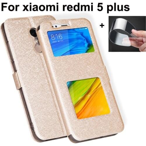 5.99" Luxury Open window cover For xiaomi redmi 5 plus Case cover PU leather Cases redmi5 plus flip shell redmi5plus back cover