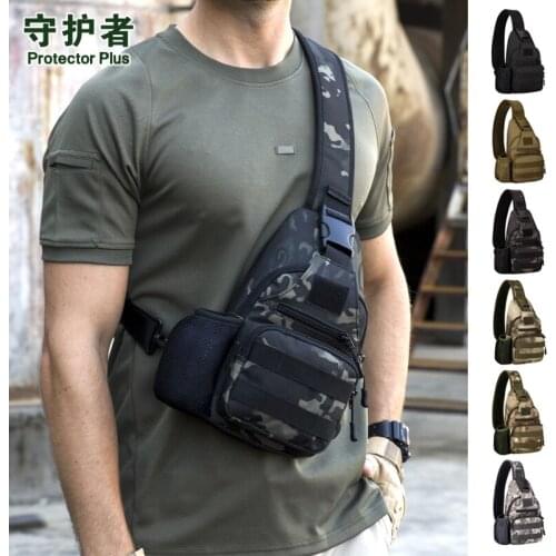 Military Assualt Single Rucksack Water Bottle Bags Travel Shoulder Bag Riding Camouflage High Quality Nylon 1000D Chest Backpack