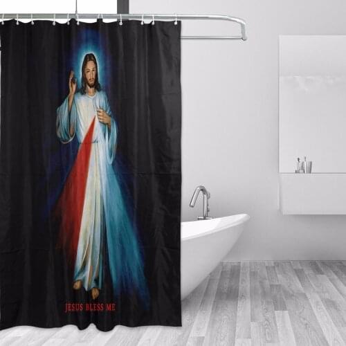 Eco-friendly God Jesus Bless Me Shower Curtain 100% Polyester Fabric Washable Bath Curtain Decor Waterproof Curtain for Bathroom