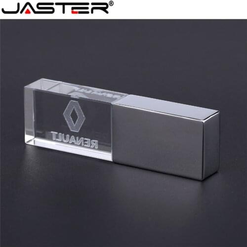 JASTER renault kristal + metalen USB flash drive pendrive 4GB 8GB 16GB 32GB 64GB 128GB Externe Opslag memory stick u disk