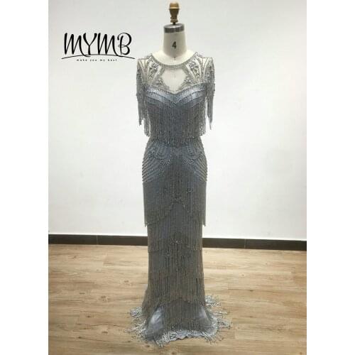 Haute Couture Vintage Grey Evening Dress With Tassel MYMB 2021 Women Formal Dress Evening Gown MY21113
