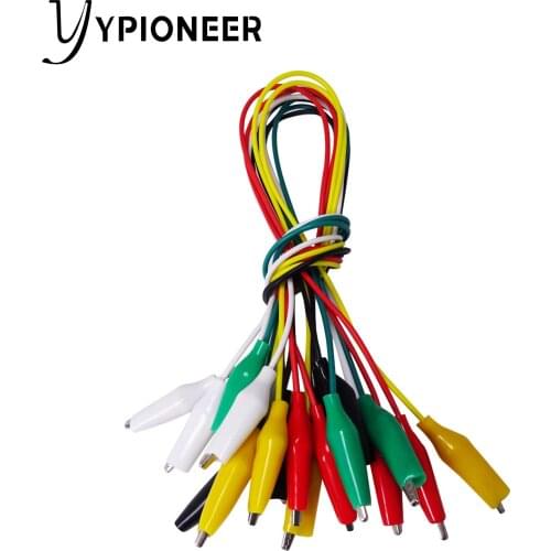 YPionee P1025 10PCS Alligator Clips Test Leads Electrical Cable Test Leads Set Double Ended Crocodile Clips Jumper Wires 5 Color