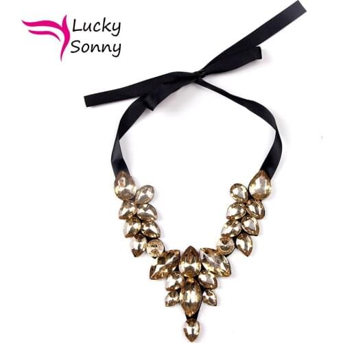 New Fashion Maxi Collier Colorful Big Rhinestone Flower Chocker Necklace For Women Bijuteria Colliers Girly Statement Necklace