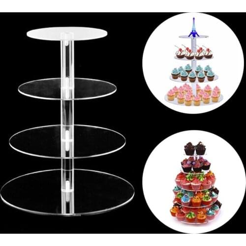 3 4 5 6 Tier Acrylic Cake Display Stand Transparent Round Detachable Dessert Fruit Cupcake Holder For Wedding Birthday Party