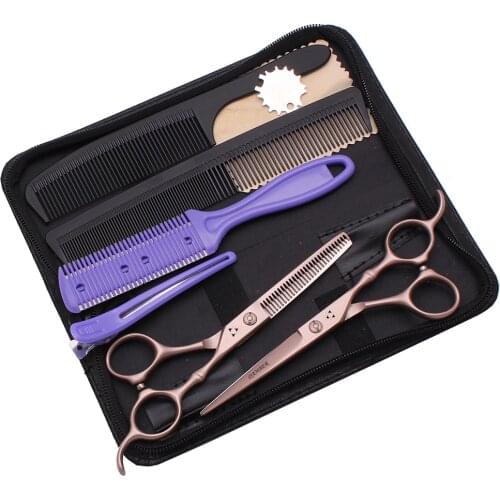 5.5 6.0 Professional Barber Scissors 440C Hairdressing Scissors Hair Thinning Shears Salon Hair Cutting Scissors Set 9030Jin K-A