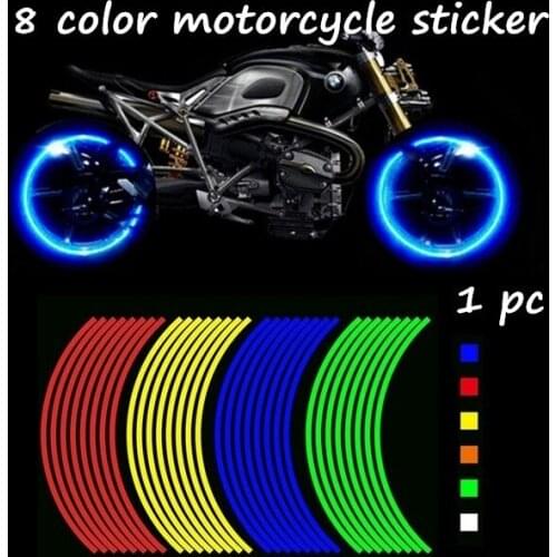 8 Colors Options 16 Strips Wheel Sticker Reflective Stripe Bike Motorcycle