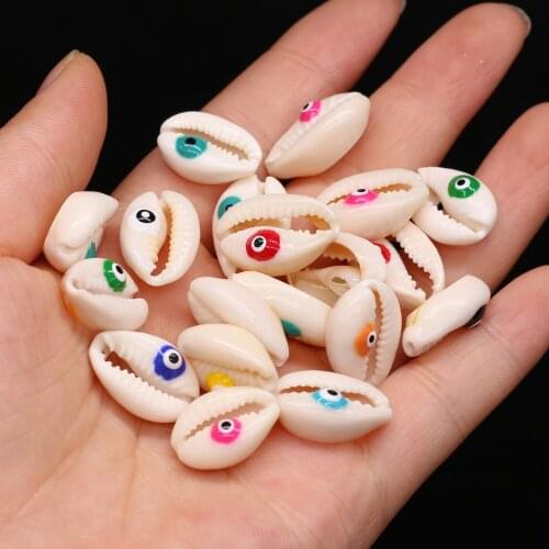 10pc Multicolor Cute Evil Eye Seashell Charm Beads Natural Shell Conch Loose Beads for Jewelry Making DIY Bracelet Necklace Gift