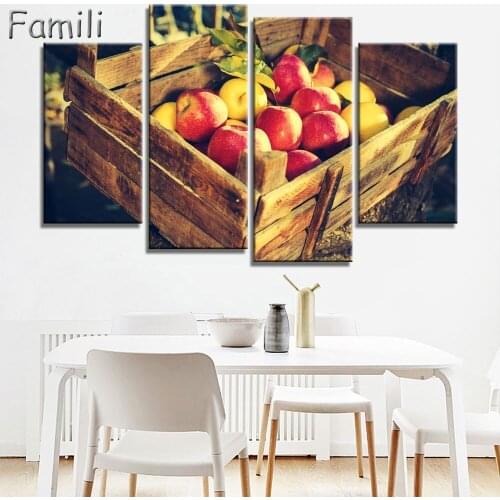 Canvas painting 4 panel Restaurant Fruits Orange grape green apple wall art Modern Modular pictures On for kitchen decor poster