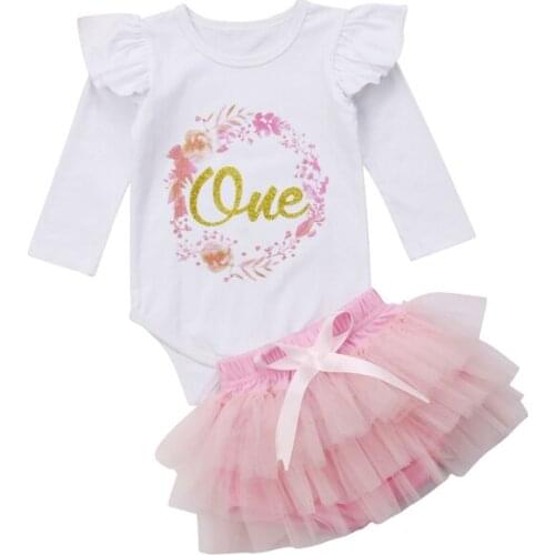 Cute Baby Girl Clothing Set 1st Birthday Clothes Cotton Long Sleeve Top Lace Tutu Shorts Baby Girls Floral Clothes Infant Outfit