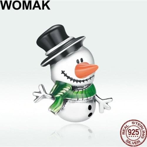 Genuine 100% 925 sterling silver jewelry snowman charm enamel beads fit bracelet pendant DIY for women fashion jewelry making