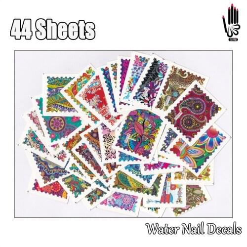 Nail 44Sheets/Lot Mixed 44 Different Colorful Mandala Paisley Argos Water Nail Art Sticker Decal For Nail Art 44 Designs 44-16