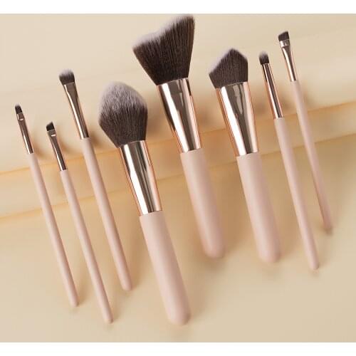 New 8pcs Pink Makeup Brushes Wood Handle Foundation Blending Power Eye Face Gradual Change Cosmetic Beauty maquillaje