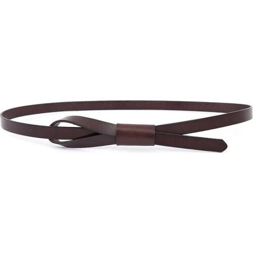 NEW Women Belts Thin Genuine Leather Knot Waist Seal Lady Fashion Simple Decorate Cow Knotted Belt Soft Narrow Waistbands Dress