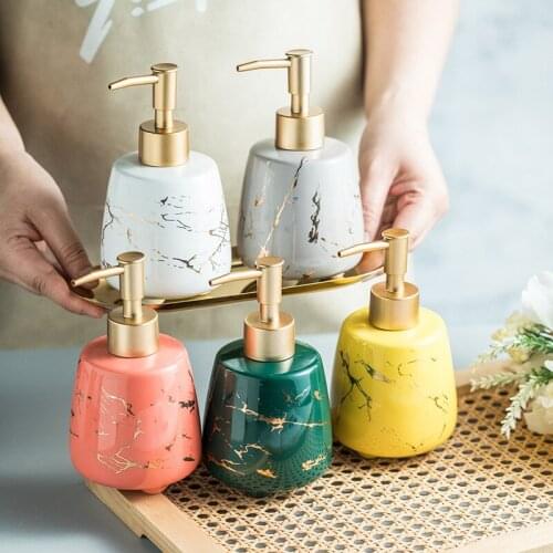 Luxury Marbling Ceramic Lotion Bottle Bathroom Soap Dispenser Hand Sanitizer Shampoo Shower Gel Bottle Bathroom Accessories