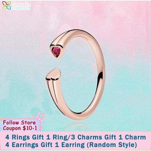 Smuxin 925 Sterling Silver Polished & Sparkling Hearts Open Rings 925 Silver Women Rings Ngagement Ring Women Jewelry Girl Rings