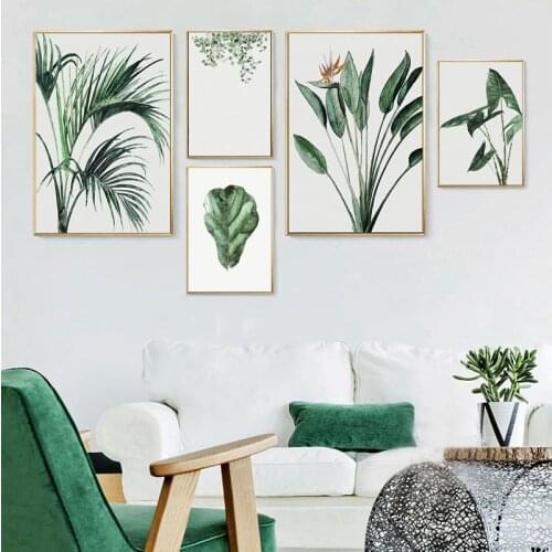 Modern Minimalist Leaf Green Plant Canvas Painting Nordic Wwall Art Poster Printing Living Room Home Decoration
