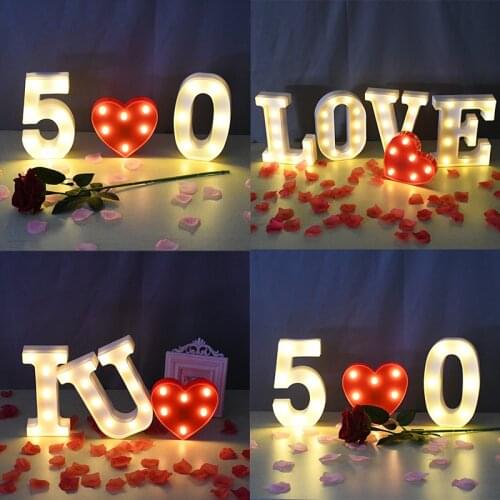 Luminous LED Letter Night Light Number Battery Lamp 26 English Alphabet Lights Romantic Wedding Party Valentines Day Home Decor