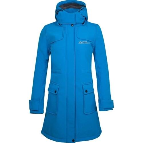 Womens outdoor mountaineering camping sports Long jacket Autumn And Winter Windproof Thermal Hiking soft shell Fleece Coat