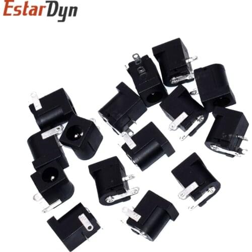 10Pcs 10Pcs 5.5x2.1mm DC-005 Black DC Power Jack Socket DC Connectors Supply Barrel-Type Right Angle PCB Mount Terminal