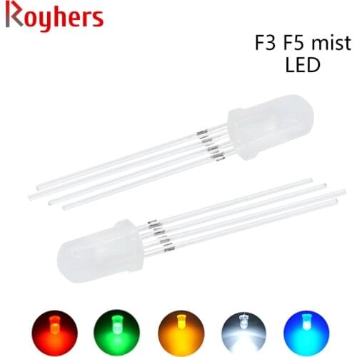 100pcs F3 3mm DIP LED F5 5mm Frosted Lens Fog White Red Yellow Blue Green Orange Purple DIY RGB High Light Emitting Diode Set