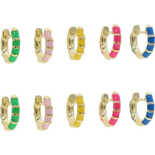 2020 summer hot selling fashion gold color jewelry colorful Neon enamel mini small hoop earring