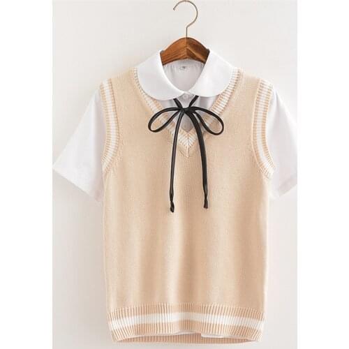 2019 School Uniform Sweaters Vest For Girls Boys British Student Uniforms V- neck Vest Sweaters Tank Top