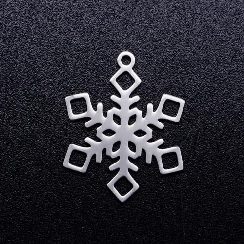 5pcs/lot Crystal Snowflake Stainless Steel DIY Charms Wholesale Factory Sale Charm for Bracelet Making OEM Charm Accepted
