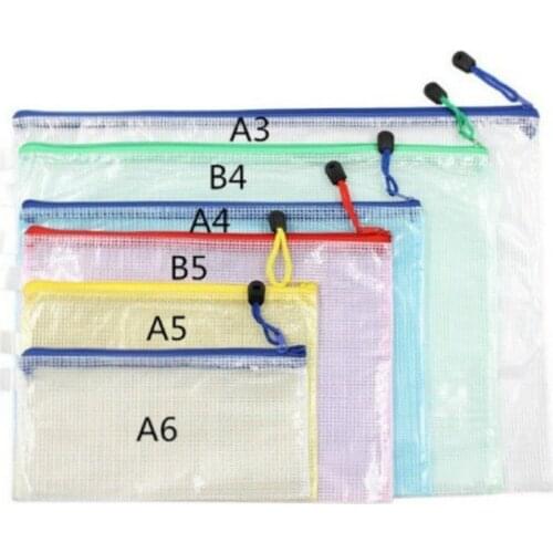 5 Pieces File Folder A4 A3 A5 A6 B4 B5 Transparent Document Storage Pen Bag PVC Waterproof Zipper Office Meeting Organizer