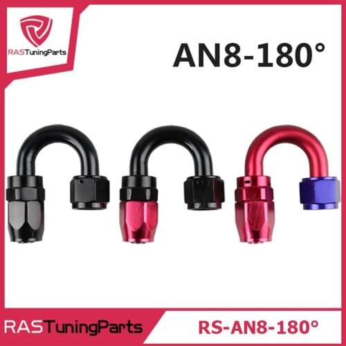 Anoized Aluminum 180 Degree Oil Fuel Swivel Fitting Fuel Hose End Male Adaptor Oil Cooler Fitting Oil Fuel Hose End RS-AN8-180