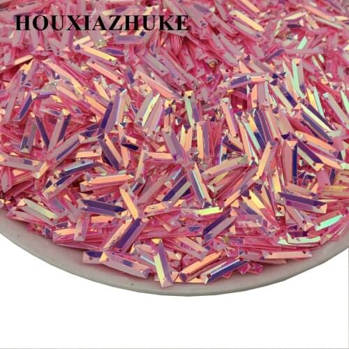 3*14 mm shining pink loose rectangle sequins with holes 1000 pcs per lot for bridal headwear or dress appliques decorations