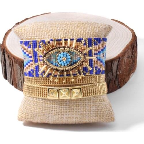 Rttooas Turkish Evil Eye Bracelets For Women Blue Evil Eye Charm Bracelet Trendy Rivet Charm Bracelet Female Jewelry&Accessories