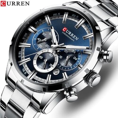 Men’s Watches CURREN Luxury Brand Business Quartz Watch Men Waterproof Chronograph Date Male Clock Gold Blue Relogio Masculino