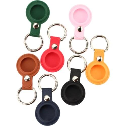 PU Leather Case Key Ring for Apple Airtag Keychain Protective Sleeve Cover For AirTags Location Tracker Protected Cases